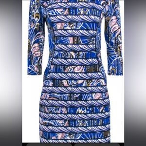 BCBG Maxazaria Tunic Blue Pink Patterned Dress size Small